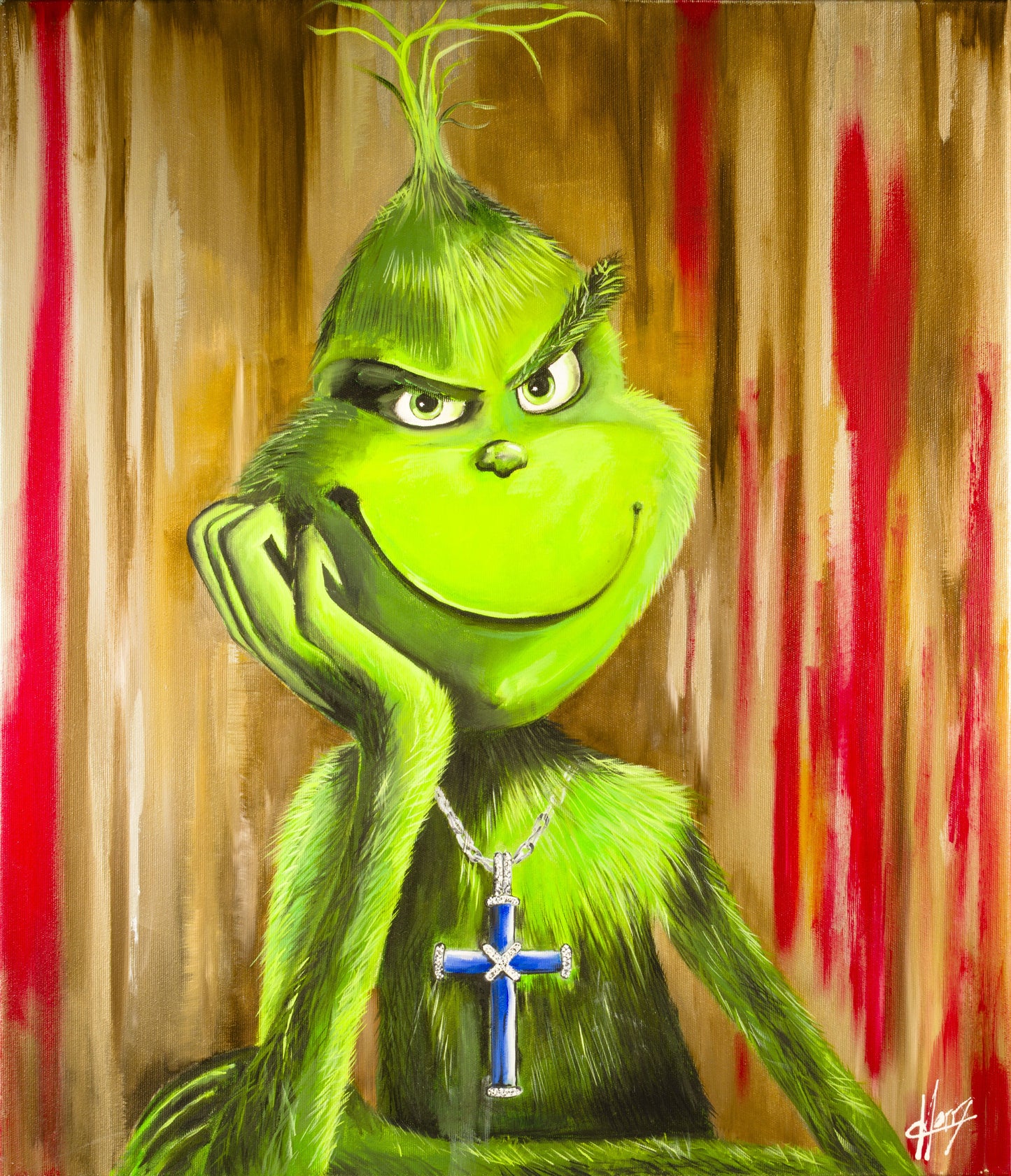 Harry Brunner Painting - HB "Grinch witch the Blue Cross" Signed & Numbered Art Print, Edition of 30
