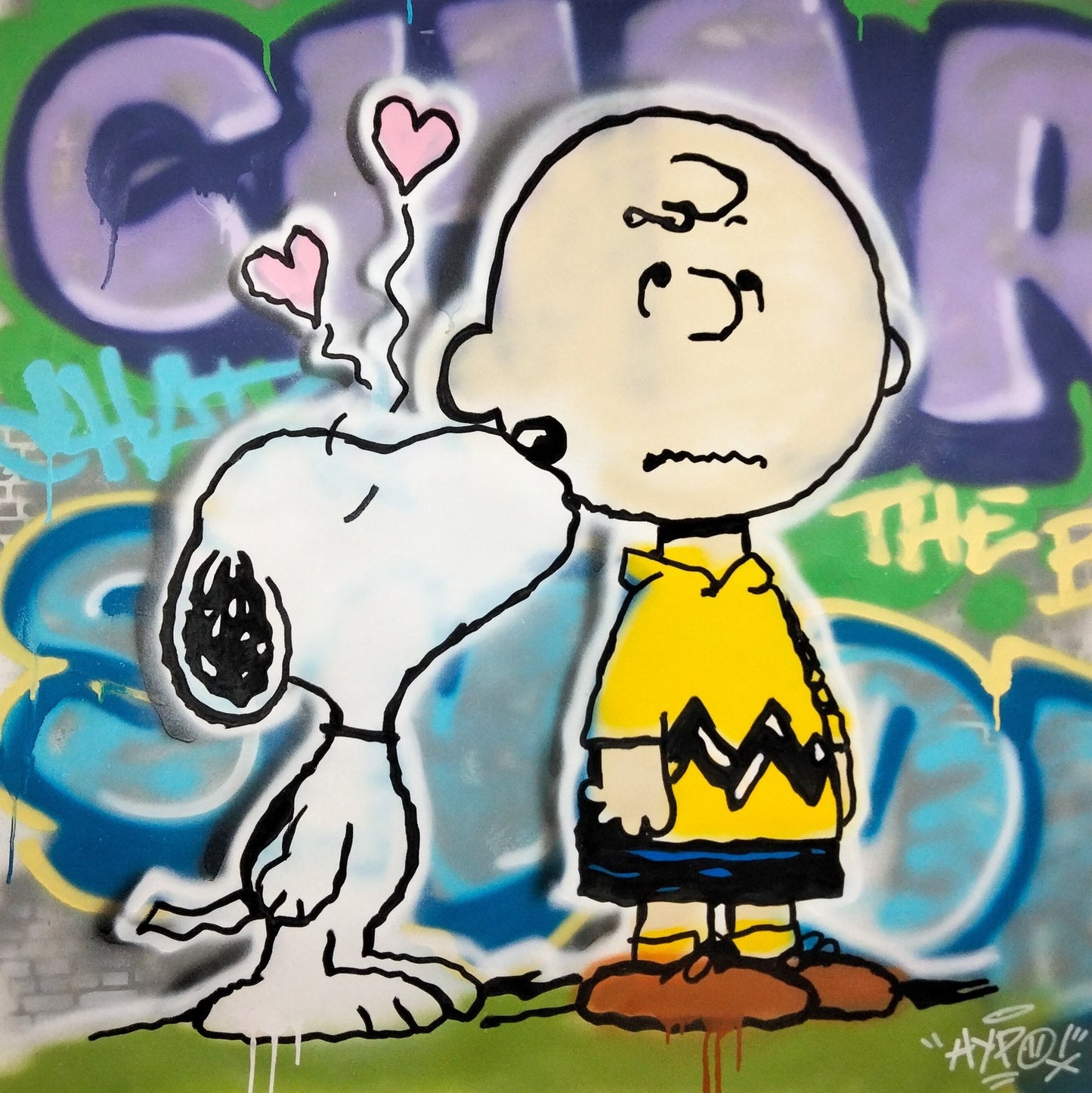 Hipo (1988) - Snoopy & Charlie Brown - Smack! (Original artwork) XL - THE PERFECT GIFT