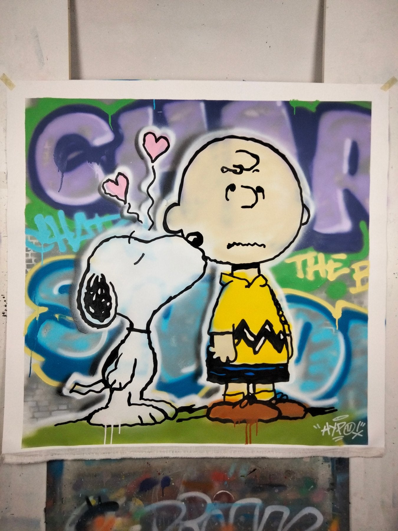 Hipo (1988) - Snoopy & Charlie Brown - Smack! (Original artwork) XL - THE PERFECT GIFT