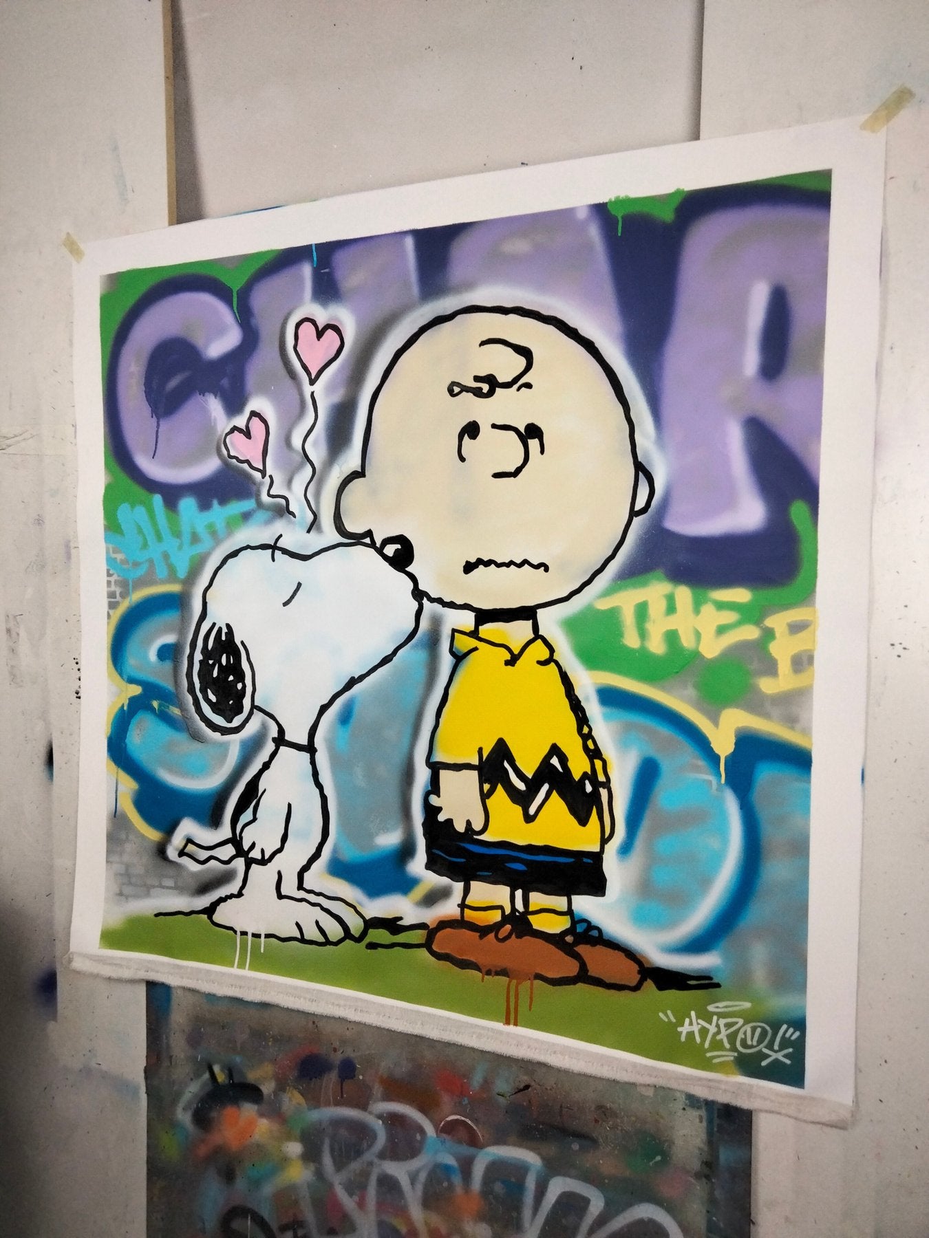 Hipo (1988) - Snoopy & Charlie Brown - Smack! (Original artwork) XL - THE PERFECT GIFT